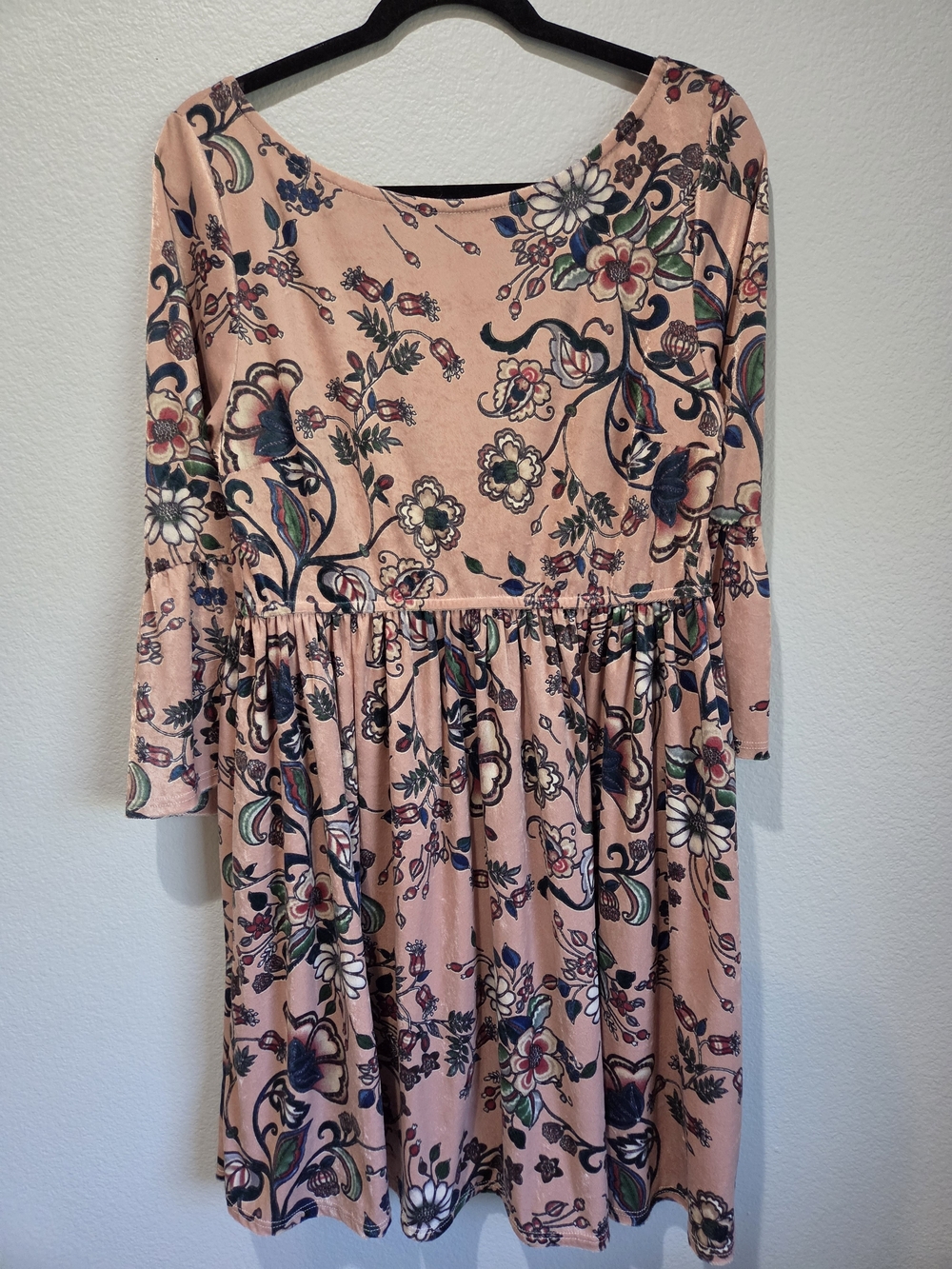 Easel Pink Floral Long-Sleeve Casual Dress Large